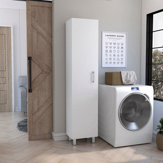 Vintro Freestanding Storage Cabinet with Internal Storage Shelves, Tall Single Door, Four Interior Shelves, Metal Handle and Legs