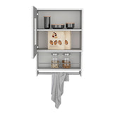 Tuhome Balboa Wall Cabinet with Single Glass Door, Interior Storage Shelf, Open Lower Shelf and Integrated Towel Bar, Space-Saving Mounted Organizer for Kitchen Essentials and Everyday Use