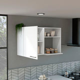 Tuhome Napoles 2 Wall Cabinet with Single Door, Dual Open Storage Shelves, Space-Saving Mounted Kitchen Organizer for Dishes, Spices and Everyday Essentials, Modern Multi-Use Wall Storage Unit