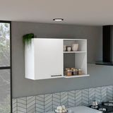 Tuhome Napoles 2 Wall Cabinet with Single Door, Dual Open Storage Shelves, Space-Saving Mounted Kitchen Organizer for Dishes, Spices and Everyday Essentials, Modern Multi-Use Wall Storage Unit
