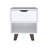 Crail Nightstand with Open Storage Shelf, Smooth-Glide Drawer, Sturdy Wooden Legs and Modern Bedside Organization for Books, Essentials and Decorative Items in an Elegant, Space-Saving Bedroom Furniture Design