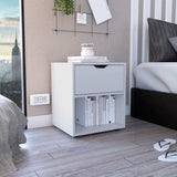 TUHOME Aberdeen 19.7-Inch High Nightstand with Central Drawer, Open Bottom Storage Compartment and Versatile Top Surface, Modern Engineered Wood Bedside for Organized Bedrooms