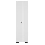 TUHOME Lake Broom Cabinet with Slim Design, Inner Adjustable Shelves, Side Broom Hangers and Lower Storage Niche Offering Compact Home Organization, Cleaning Tool Management and Durable Engineered Wood Construction