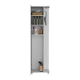 TUHOME Austin Storage Broom Closet with Magnetic-Closure Doors, Tall Multi-Purpose Utility Cabinet for Cleaning Supplies, Durable Engineered Wood Construction and Space-Saving Design Available in White, Black or Beige