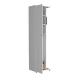TUHOME Austin Storage Broom Closet with Magnetic-Closure Doors, Tall Multi-Purpose Utility Cabinet for Cleaning Supplies, Durable Engineered Wood Construction and Space-Saving Design Available in White, Black or Beige