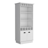Dundee 70-Inch High Bar Cabinet with 10 Glass Slots, 5 Bottle Cubbies, 3 Open Shelves and Lower Storage Cabinet for Home Bar, Living Room or Dining Room Organization and Beverage Display