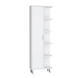 TUHOME Crovie Linen Bathroom Cabinet with Four Open Shelves, Tall Space-Saving Vertical Storage Unit for Towels, Toiletries and Essentials, Modern 63-Inch High Organizer Designed for Fresh, Functional Bathroom Decor
