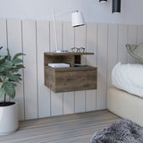 Tuhome Adele Floating Nightstand with One Drawer and Two Lower Shelves, Wall-Mounted Bedside Storage Solution for Compact Bedrooms, Modern Space-Saving Design with Hidden Storage and Display Area for Daily Essentials
