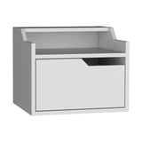 TUHOME Busan Floating Nightstand with Wall-Mounted Design, Single Storage Drawer and Two-Tier Upper Shelves Offering Modern Bedroom Organization, Space-Saving Convenience and Durable Engineered Wood Construction