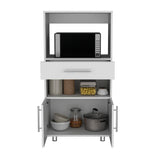 TUHOME Worland Pantry Cabinet with Integrated Microwave Stand, Multi-Functional Storage Featuring Drawer, Open Shelf and Two-Door Lower Compartment, Space-Saving Kitchen Organizer Designed for Modern Homes