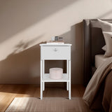 Newcastle Nightstand with One Drawer and Open Shelf, Modern Bedside Table with Smooth-Glide Drawer and Lower Open Shelf for Easy-Access Storage, Stylish and Functional Bedroom Organizer