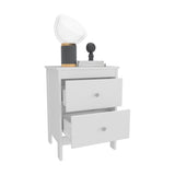 Newcastle Nightstand with Two Drawers and Open Shelf, Modern Bedside Table for Bedroom Essentials, Spacious Storage for Books, Electronics, and Personal Items, Minimalist Design with Functional Storage