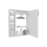 Meller Wall-Mounted Medicine Cabinet with One Door and 3 Open Shelves, Modern Bathroom Storage Organizer for Toiletries, Skincare, and Daily Essentials, Stylish Wall-Mounted Design for Efficient Organization