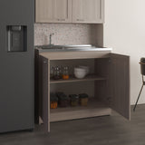 Zurich 39" Wide Utility Sink with Two-Door Cabinet, Two Shelves, Stainless Steel Sink, Bardolino Finish for Laundry Room or Garage, Functional Storage and Easy Installation