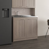 Zurich 39" Wide Utility Sink with Two-Door Cabinet, Two Shelves, Stainless Steel Sink, Bardolino Finish for Laundry Room or Garage, Functional Storage and Easy Installation