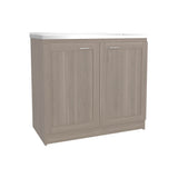 Zurich 39" Wide Utility Sink with Two-Door Cabinet, Two Shelves, Stainless Steel Sink, Bardolino Finish for Laundry Room or Garage, Functional Storage and Easy Installation