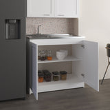 Zurich 39" Wide Utility Sink with Two-Door Cabinet, Two Shelves, Stainless Steel Sink, Bardolino Finish for Laundry Room or Garage, Functional Storage and Easy Installation