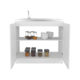 Zurich 39" Wide Utility Sink with Two-Door Cabinet, Two Shelves, Stainless Steel Sink, Bardolino Finish for Laundry Room or Garage, Functional Storage and Easy Installation