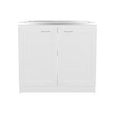 Zurich 39" Wide Utility Sink with Two-Door Cabinet, Two Shelves, Stainless Steel Sink, Bardolino Finish for Laundry Room or Garage, Functional Storage and Easy Installation
