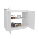 Zurich 39" Wide Utility Sink with Two-Door Cabinet, Two Shelves, Stainless Steel Sink, Bardolino Finish for Laundry Room or Garage, Functional Storage and Easy Installation