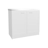 Zurich 39" Wide Utility Sink with Two-Door Cabinet, Two Shelves, Stainless Steel Sink, Bardolino Finish for Laundry Room or Garage, Functional Storage and Easy Installation