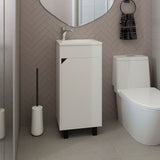 Bethel Free-Standing Bathroom Vanity Cabinet with Integrated Resin Sink Basin, One Access Door and Two Interior Shelves, Functional Storage for Toiletries, Compact Design for Small Bathrooms or Powder Rooms