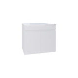 Chaux Floating Vanity, Wall-Mounted Bathroom Unit with Double Soft-Close Doors, Durable Resin Sink, Two Open Shelves for Smart Storage, Modern Bathroom Storage Solution for Small Spaces and Compact Bathrooms
