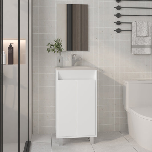 Brady Wall-Mounted Storage Cabinet for Bathroom Environments Featuring Integrated Mirror Door Face and Optimized Interior Organization with Two Shelves for Compact Functionality