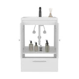 Madison Freestanding Bathroom Vanity Console Modern Design Featuring Two Cabinet Doors and One Pull-Out Utility Drawer Ample Storage Solution for Superior Organization and Utility in Large Spaces