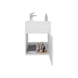 Furman Wide Floating Bathroom Vanity with Resin Sink, Wall-Mounted Design, One-Door Cabinet for Storage, Compact 18" Vanity for Modern Bathrooms