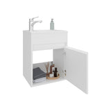 Furman Wide Floating Bathroom Vanity with Resin Sink, Wall-Mounted Design, One-Door Cabinet for Storage, Compact 18" Vanity for Modern Bathrooms