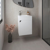 Bethel Free-Standing Bathroom Vanity Cabinet with Integrated Resin Sink Basin, One Access Door and Two Interior Shelves, Functional Storage for Toiletries, Compact Design for Small Bathrooms or Powder Rooms