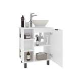Allegra Vessel Sink Vanity with One Door Storage and Open Shelves Freestanding Bathroom Cabinet Compact Modern Vessel Basin Organizer Small Space Storage Solution