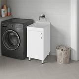 Darwin Freestanding Utility Tub and Sink Cabinet with One Door for Hidden Interior Storage for Laundry Rooms or Garage