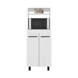 Alani Freestanding Kitchen Sideboard and Microwave Stand with Two-Door Cabinet with Interior Storage Shelves, One Upper Shelf and Compact Countertop