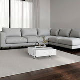 TUHOME Modern Coffee Table with Single Storage Drawer and Four Stable Legs Offering Practical Organization, Contemporary Design, Functional Superior Top Surface and Durable Engineered Wood Construction for Living Room Spaces