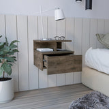 Tuhome Adele Floating Nightstand with One Drawer and Two Lower Shelves, Wall-Mounted Bedside Storage Solution for Compact Bedrooms, Modern Space-Saving Design with Hidden Storage and Display Area for Daily Essentials