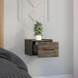 TUHOME Boa Floating Nightstand with Wall-Mounted Design, Spacious Storage Drawer, Upper Display Surface and Sleek Contemporary Profile Offering Modern Bedroom Organization and Durable Engineered Wood Construction