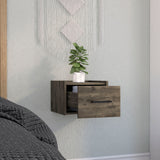 TUHOME Boa Floating Nightstand with Wall-Mounted Design, Spacious Storage Drawer, Upper Display Surface and Sleek Contemporary Profile Offering Modern Bedroom Organization and Durable Engineered Wood Construction