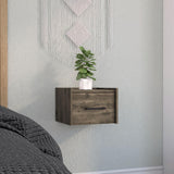 TUHOME Boa Floating Nightstand with Wall-Mounted Design, Spacious Storage Drawer, Upper Display Surface and Sleek Contemporary Profile Offering Modern Bedroom Organization and Durable Engineered Wood Construction