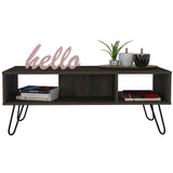 Tuhome Vassel Coffee Table with Hairpin Legs, Two Open Shelves, Stylish Espresso Finish, Ideal for Living Room or Home Office