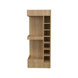 TUHOME Lyman 46" Tall Corner Bar Cabinet with Fourteen Wine Bottle Cubbies and Three-Tier Storage, Space-Saving Liquor Cabinet for Living Room or Dining Room, Modern Home Bar Organizer with Open Shelves and Contemporary Design