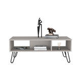 TUHOME Vassel Coffee Table with Hairpin Metal Legs, Two-Tier Open Storage Shelves and Spacious Top Surface, Modern Living Room Center Table for Books, Décor and Everyday Use, Stylish Statement Furniture Piece