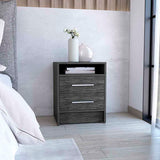 TUHOME Eter Nightstand with Two Drawers, Open Storage Shelf and Spacious Top Surface for Bedroom or Living Room Organization, Modern Minimalist Bedside Table with Functional Design for Daily Essentials