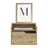 TUHOME Busan Floating Nightstand with Wall-Mounted Design, Single Storage Drawer and Two-Tier Upper Shelves Offering Modern Bedroom Organization, Space-Saving Convenience and Durable Engineered Wood Construction
