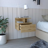 Tuhome Adele Floating Nightstand with One Drawer and Two Lower Shelves, Wall-Mounted Bedside Storage Solution for Compact Bedrooms, Modern Space-Saving Design with Hidden Storage and Display Area for Daily Essentials