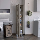TUHOME Laska Tall Storage Cabinet with Five Interior Shelves, Integrated Broom Hangers, Wide Door Access, Metal Handle and Raised Legs, Space-Saving Multi-Purpose Organizer for Cleaning Supplies and Home Essentials