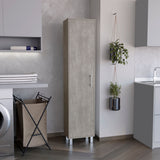 TUHOME Laska Tall Storage Cabinet with Five Interior Shelves, Integrated Broom Hangers, Wide Door Access, Metal Handle and Raised Legs, Space-Saving Multi-Purpose Organizer for Cleaning Supplies and Home Essentials