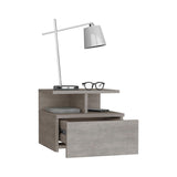 Tuhome Adele Floating Nightstand with One Drawer and Two Lower Shelves, Wall-Mounted Bedside Storage Solution for Compact Bedrooms, Modern Space-Saving Design with Hidden Storage and Display Area for Daily Essentials