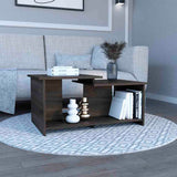 Tuhome Wema 3 Coffee Table with Lower Open Shelf, Dual-Level Shelving, Modern Espresso Finish for Living Room